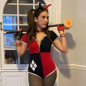 Harley Quinn Costume (Fits XS, S, M) with accessories